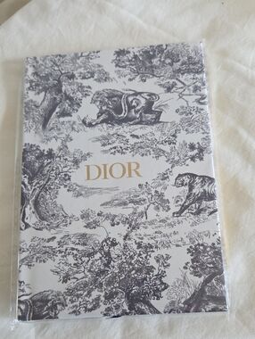 Dior Toile Notebook — White, Black & Gold Logo